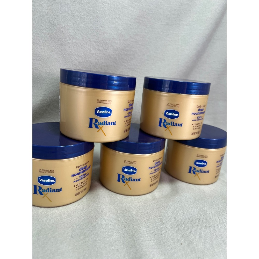 Vaseline Body Cream Gold Radiant X Deep Nourishment Shea Butter Glow 10oz 5-Pack